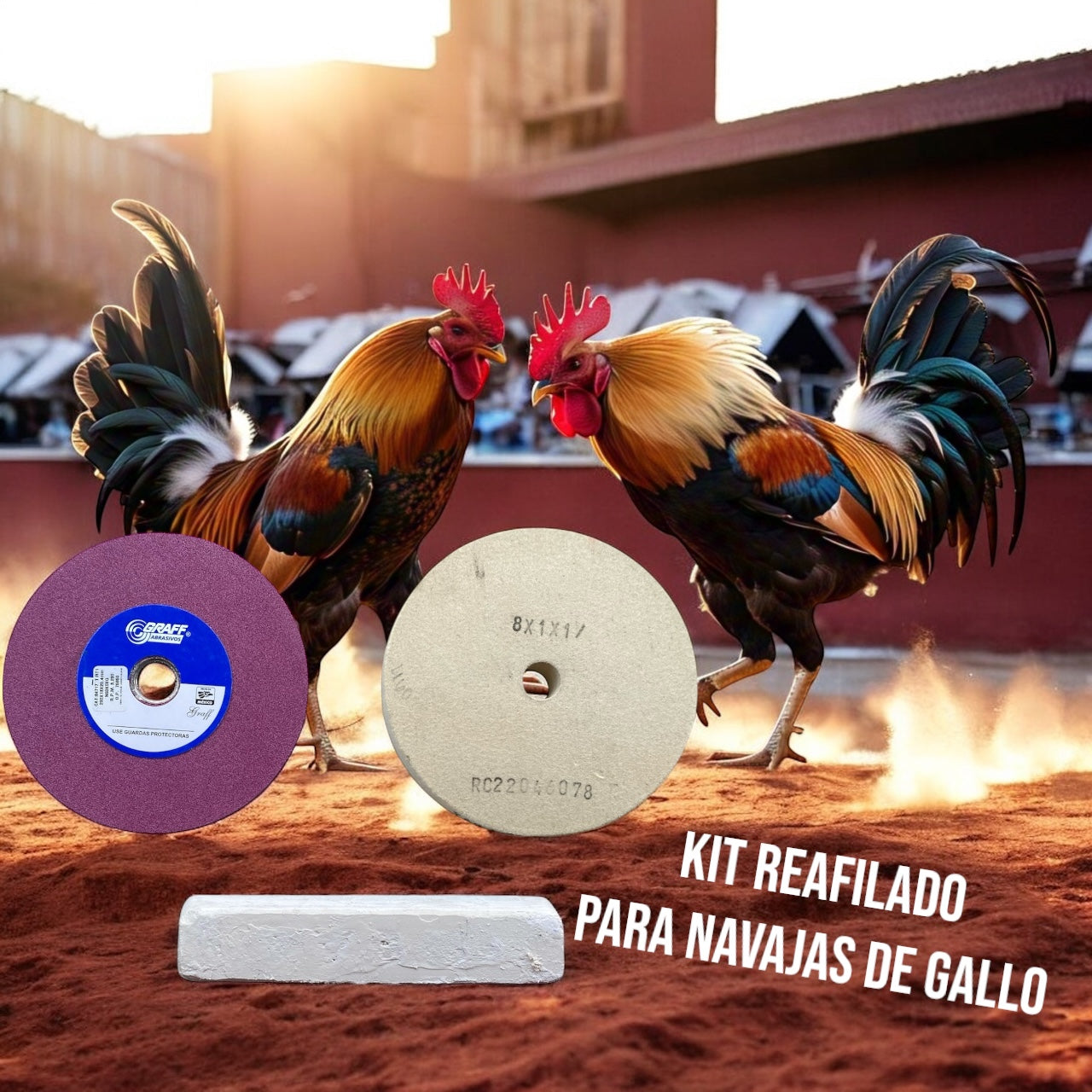 Kit para afilar navajas para gallos Piedra Grano 120 rayado fino, pasta verde