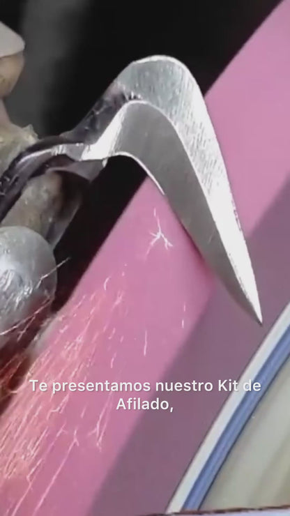 Kit para afilar navajas para gallos Piedra Grano 120 rayado fino, pasta verde