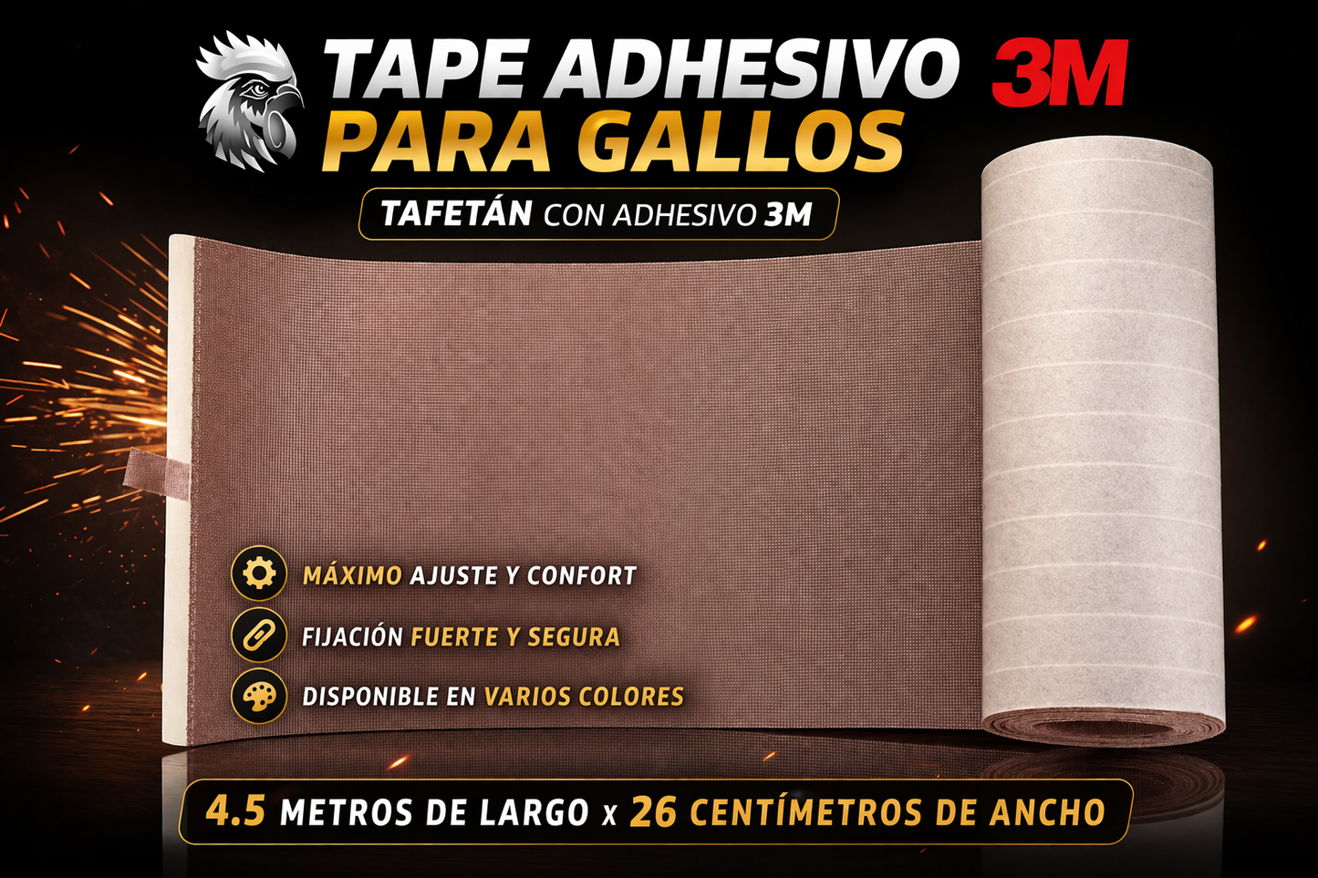 Parche Para Gallos Tafetán Grande 4.5 m Largo x  26 cm ancho